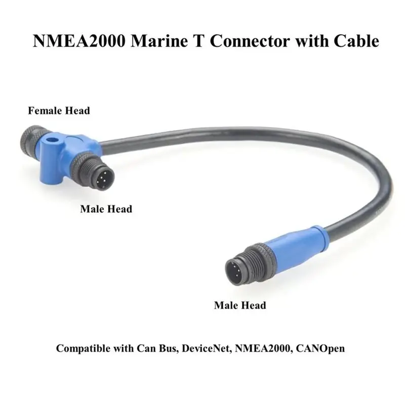 Reliable-For Garmin For NMEA 2000 N2k Marine T Connector Cable IP67 M12 5Pin Male To Female Backbone Drop Tee Splitter Cord