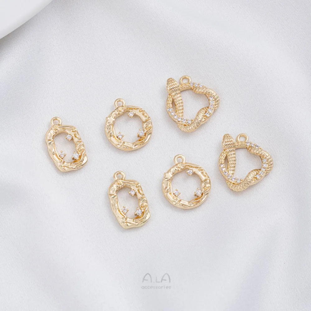 1 قطعة دلايات النحاس 14K الذهب اللون الزركونيوم مجموعة مستطيل إطار دائري قلادة بيثون حلقة قلادة أقراط قلادة مجوهرات ذاتية الصنع #3