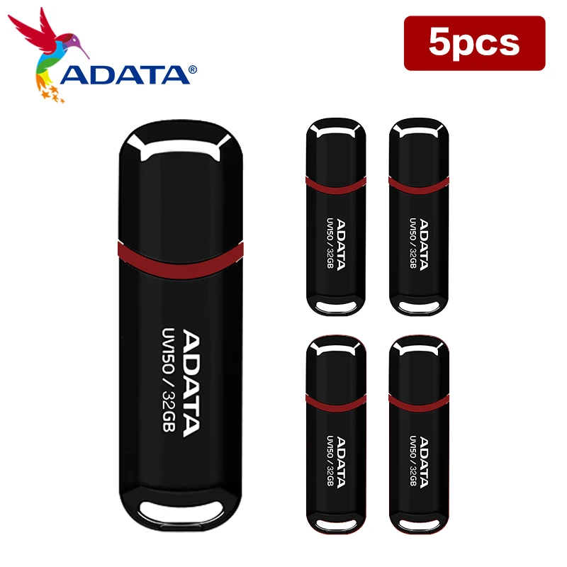 Original ADATA USB 3.2 Flash Drive UV150 32GB 64GB High Speed Mini Portable Key Pendrive 10pcs 20pcs 5pcs Black USB Disk For PC