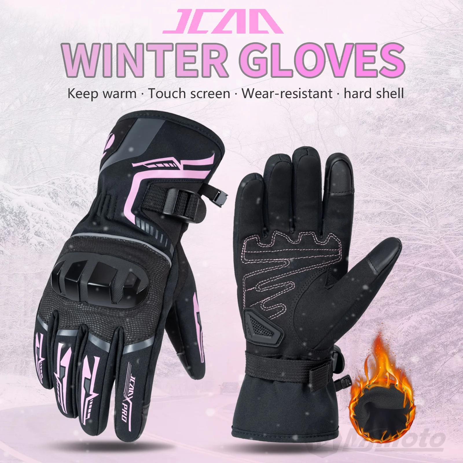 Pink Lady Winter Thermal Motorcycle Gloves Waterproof Women Motorcyclist Riding Gloves Windproof Moto Biker Gloves For Female