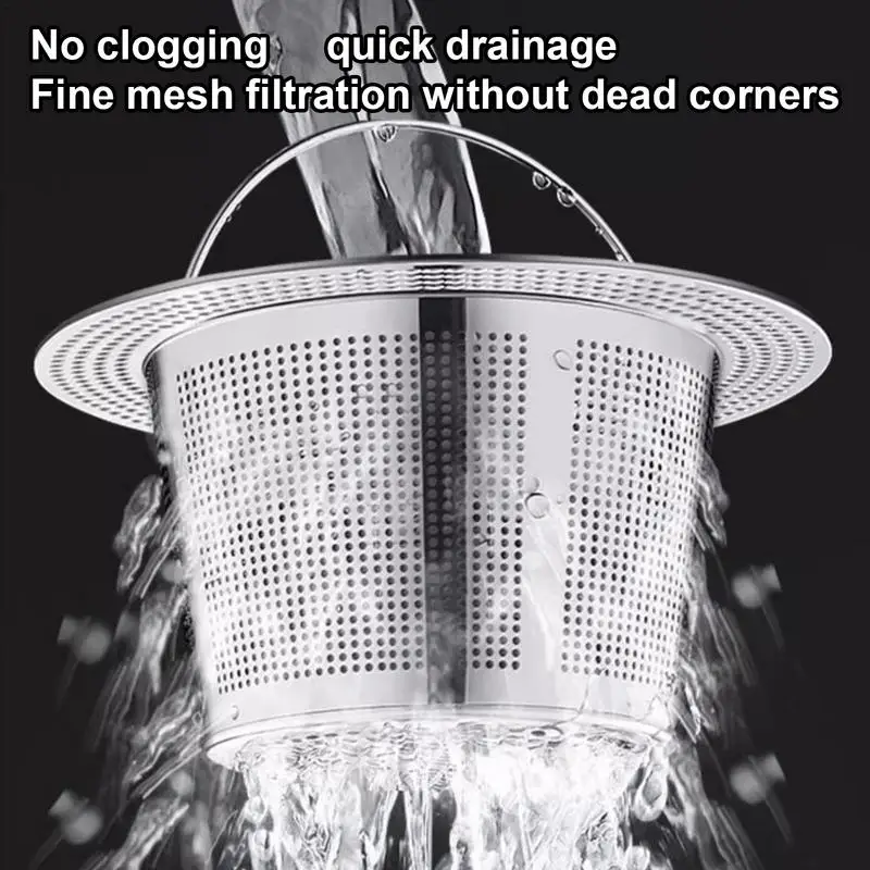 Kitchen Drain Net Bag Mesh Embedded Hair Filter Sink Garbage Strainer Rustproof Drain Strainer Bathroom Floor Hair Waste Filter