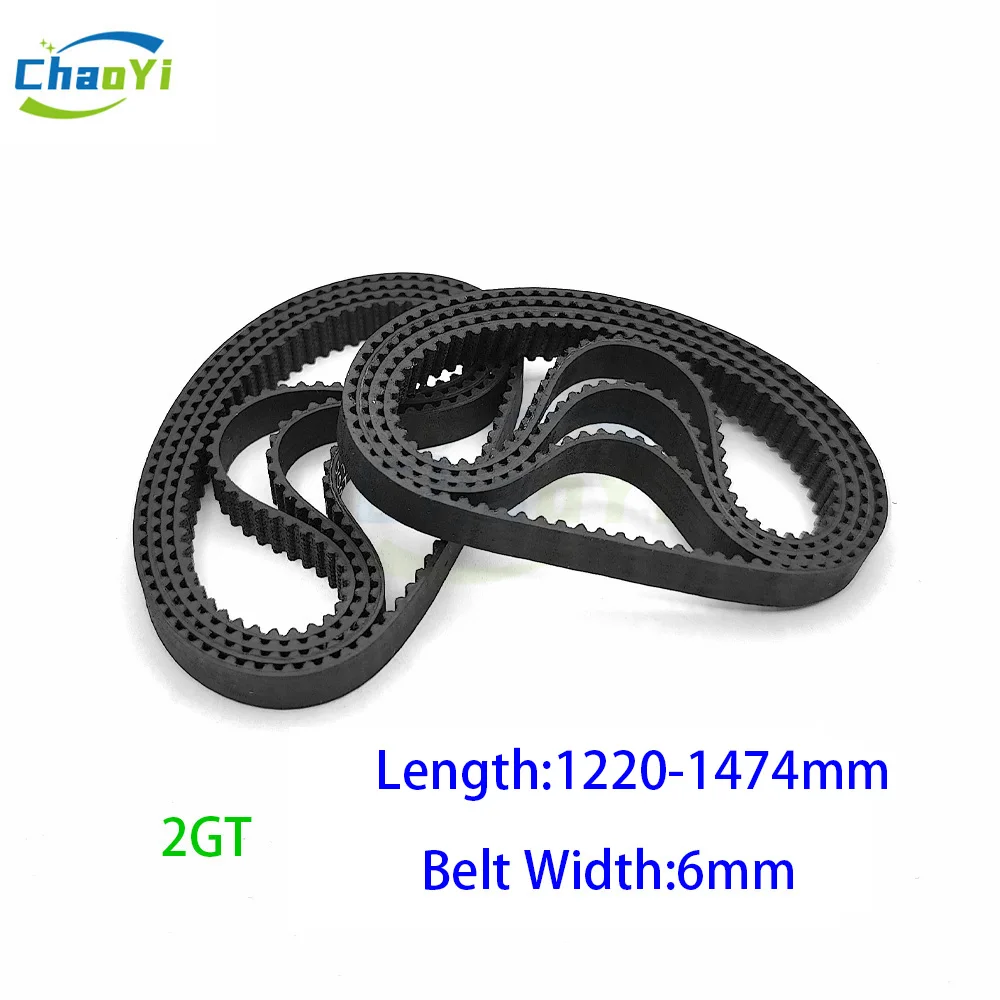 

2GT Closed Loop Rubber Timing Belt Length 1220 1240 1250 1310 1324 1340 1350 1360 1434 1440 1474mm Width 6mm Drive GT2-1324 G2M