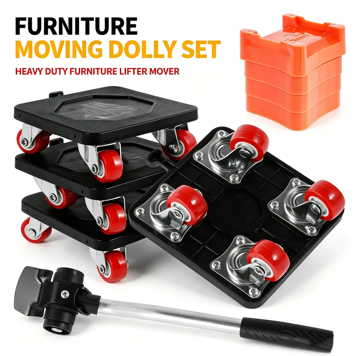 Furniture Lifter Heavy Duty Moving Tool Set 400KG 880Lbs Load Capacity 360 Degree Swivel Caster Wheels Roller Sliders for Bed