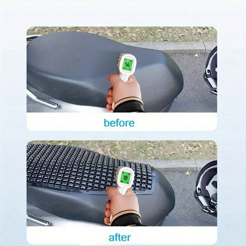 قطعة واحدة من وسادة مقعد جل للدراجات النارية باللون الأسود، وسادة مسامية وغير قابلة للانزلاق مع تحرير سريع للدراجة/السكوتر/الدراجة النارية