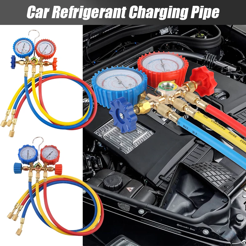 

Car Tools Air Conditioning Refrigerants Manifold Gauge Hose R22 R-410A R-134a R32 Refrigerant Pressure Tool with Hose Hook