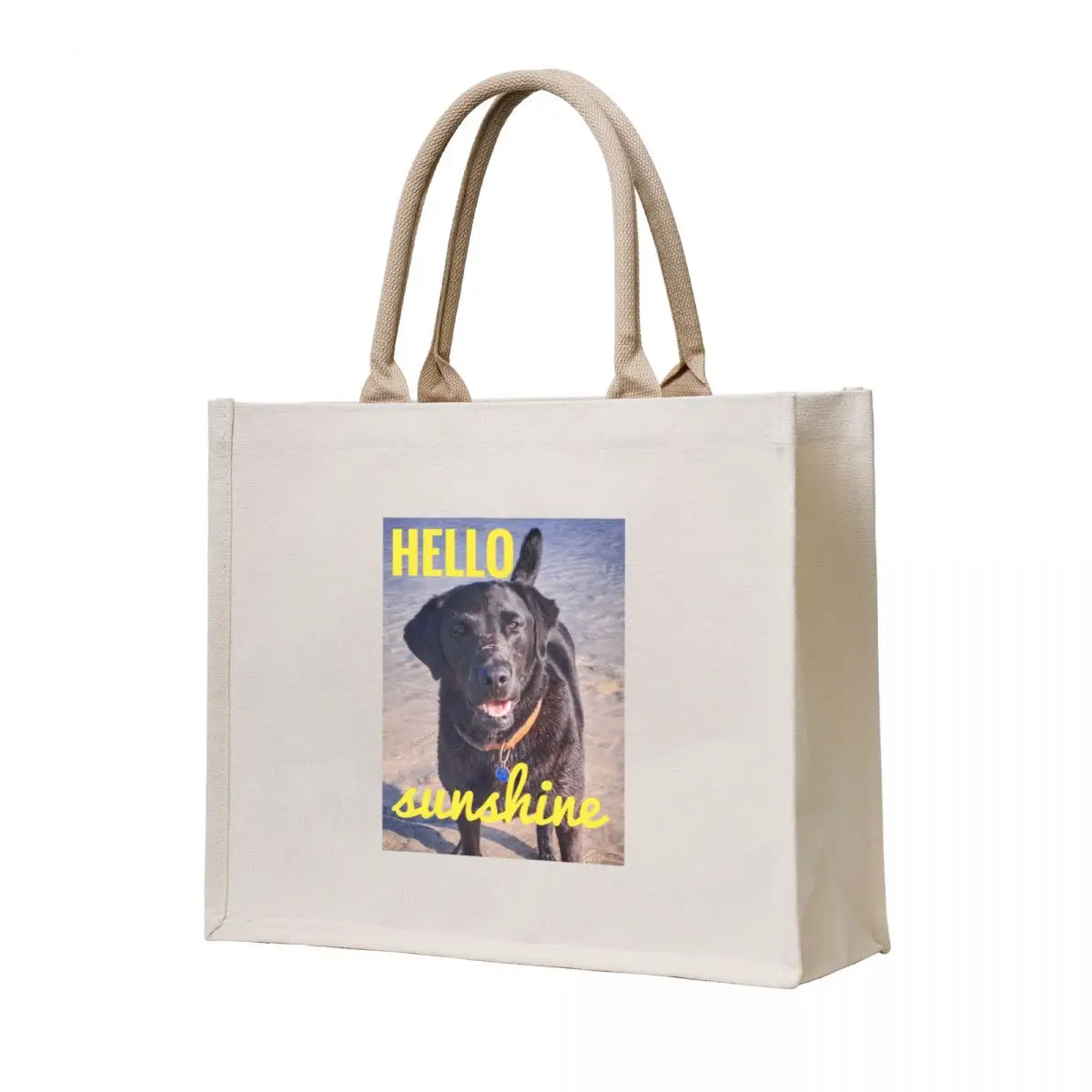 

Beach dog greetings card Tote Bag large size bags Handbags Portable shopping bag Canvas bag