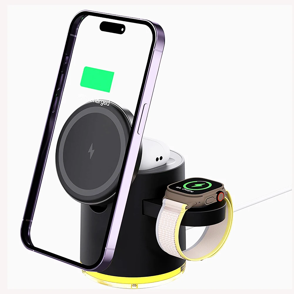

Qi2 3 in 1 Wireless Charger Fast Charging 15W Magnetic Wireless For Magsafe iPhone 15 14 1312Pro Max Airpods Pro 2-8 Apple Watch