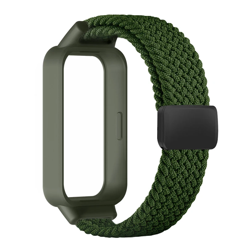 Magnetisches geflochtenes Armband + Schutzhülle für Xiaomi Smart Mi Band 9 8 Active Zubehör Sport Nyon Loop Armband + Abdeckung Correa Redmi Band 3 2 – Detail 4