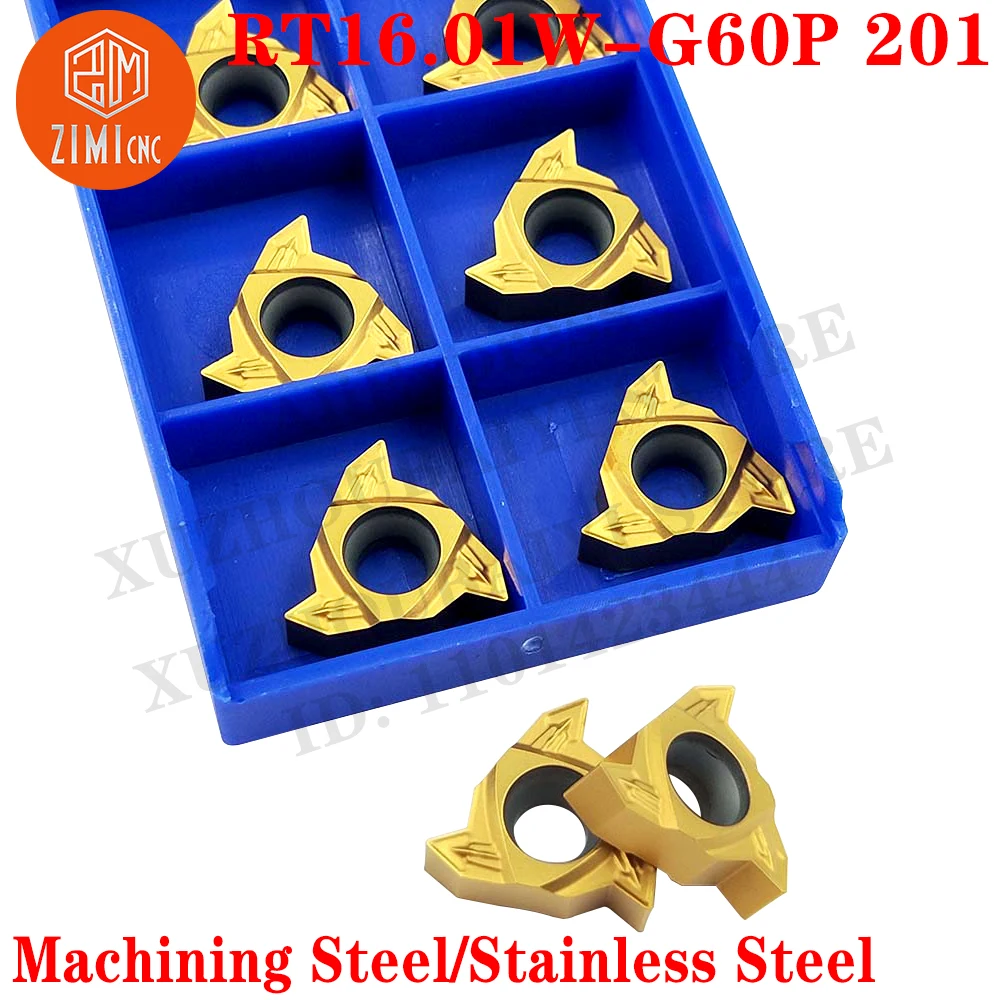 

100pcs RT16.01W-G60P 201 RT16.01W G60P 201 16ER G60 Internal External Carbide Thread Inserts Tools Turning Cutter Inserts Tools