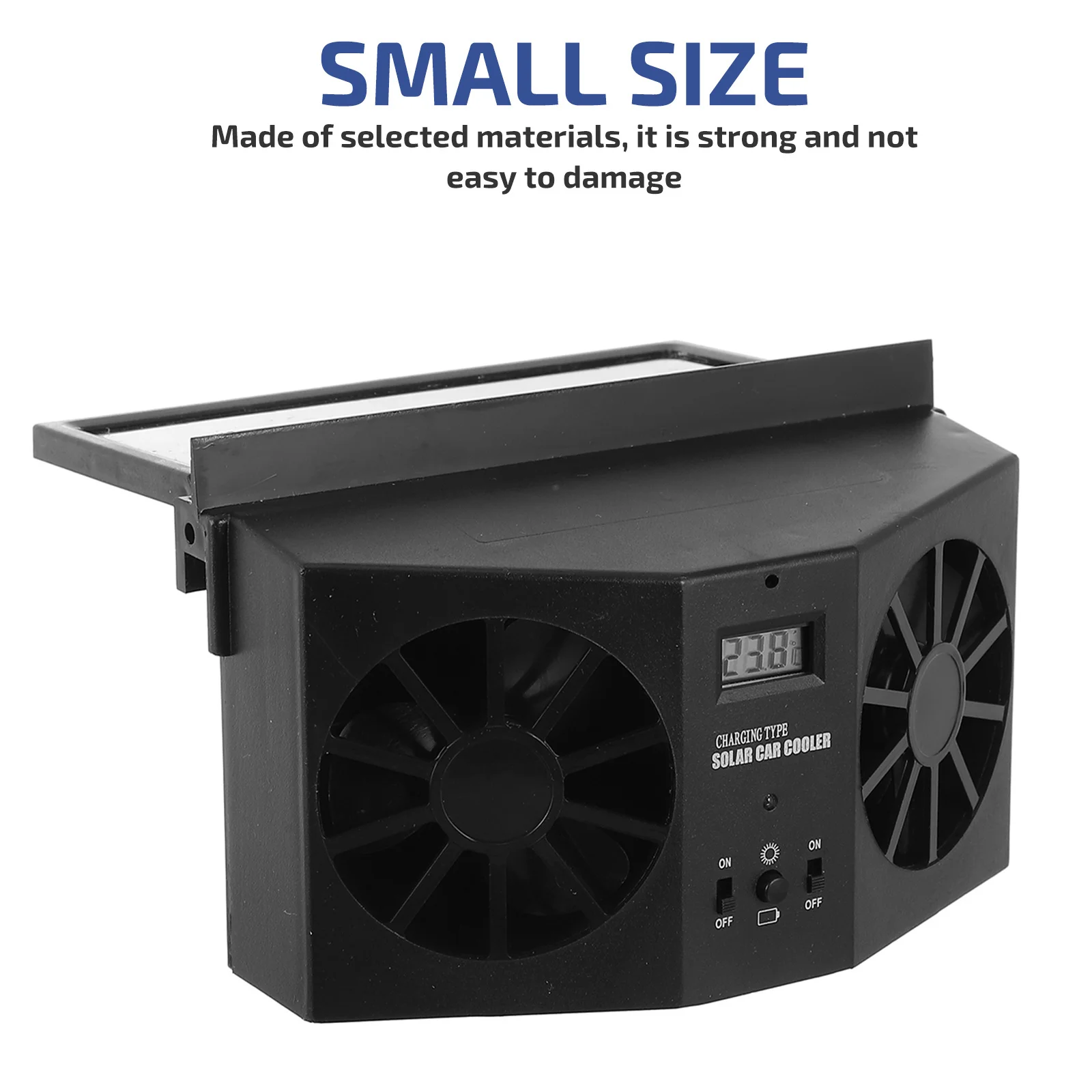 

Car Solar Powered Fan ABS Material Strong Durable Functional Cooling Exhaust Fan Compact Solar Powered Car Cooler Black