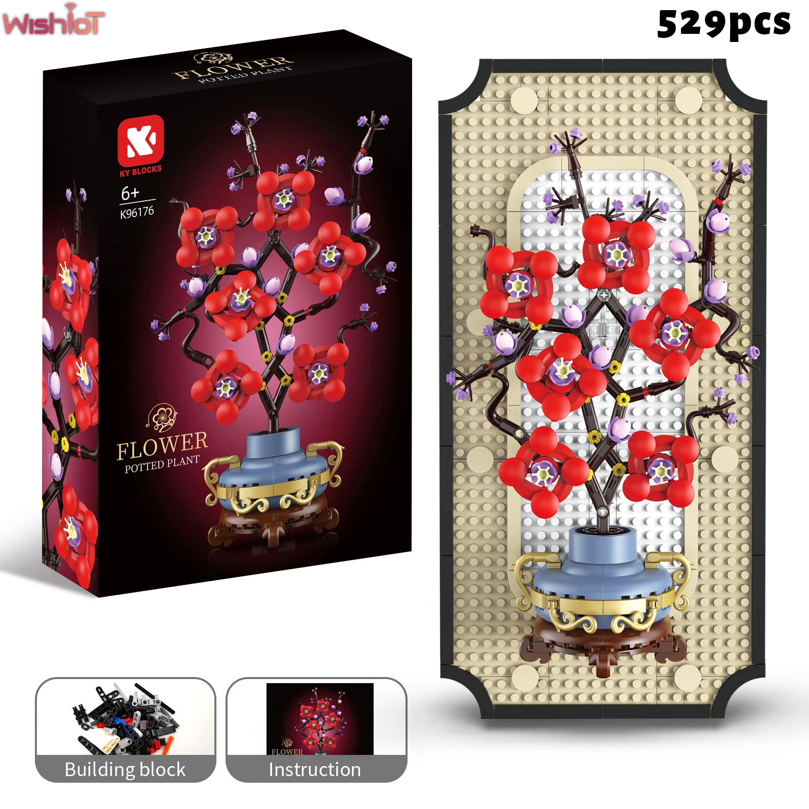 

529 шт., подвесная картина с цветком сливы, строительные блоки, 3D консервированный цветок, фоторамка, домашний декор, сборная игрушка для девочек, подарок для мамы