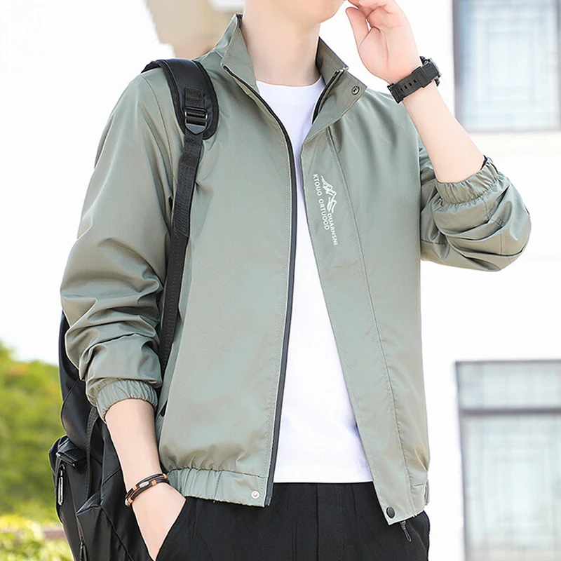 

New Men's Bomber Jacket Spring And Autumn Mbroidered Coats Stand-up Collar Zipper Windproof Baseball Jacket Mans Windbreaker 5XL