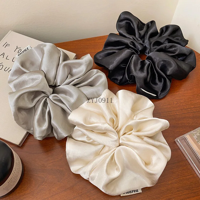 ยางรัดผมลําไส้ใหญ่ผ้าซาตินเคลือบเงา เชือกผมโอเวอร์ไซส์ ผมหางม้าต่ํา ยางรัดผม เชือกมัดผมเกาหลี