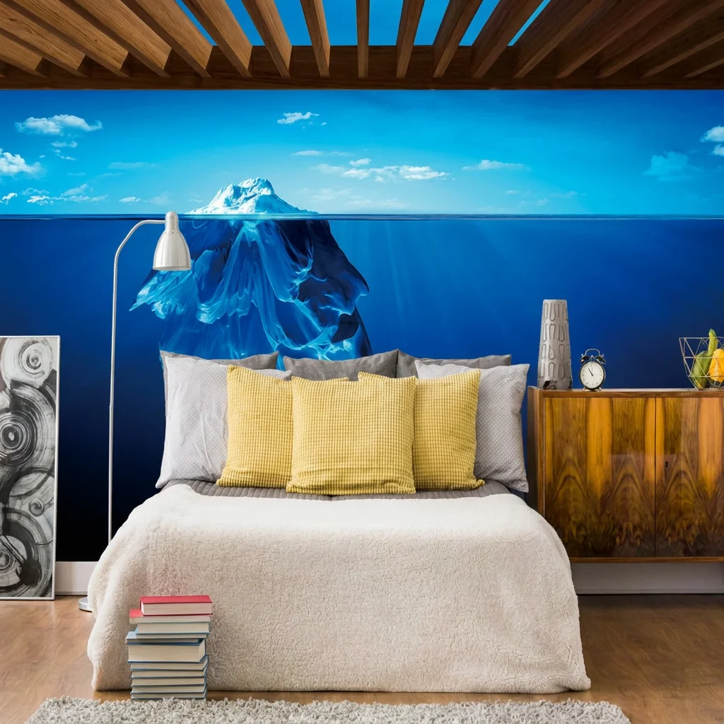 Giant underwater ice formations, deep-sea wonder, background wall for living room and bedroom, self-adhesive material.