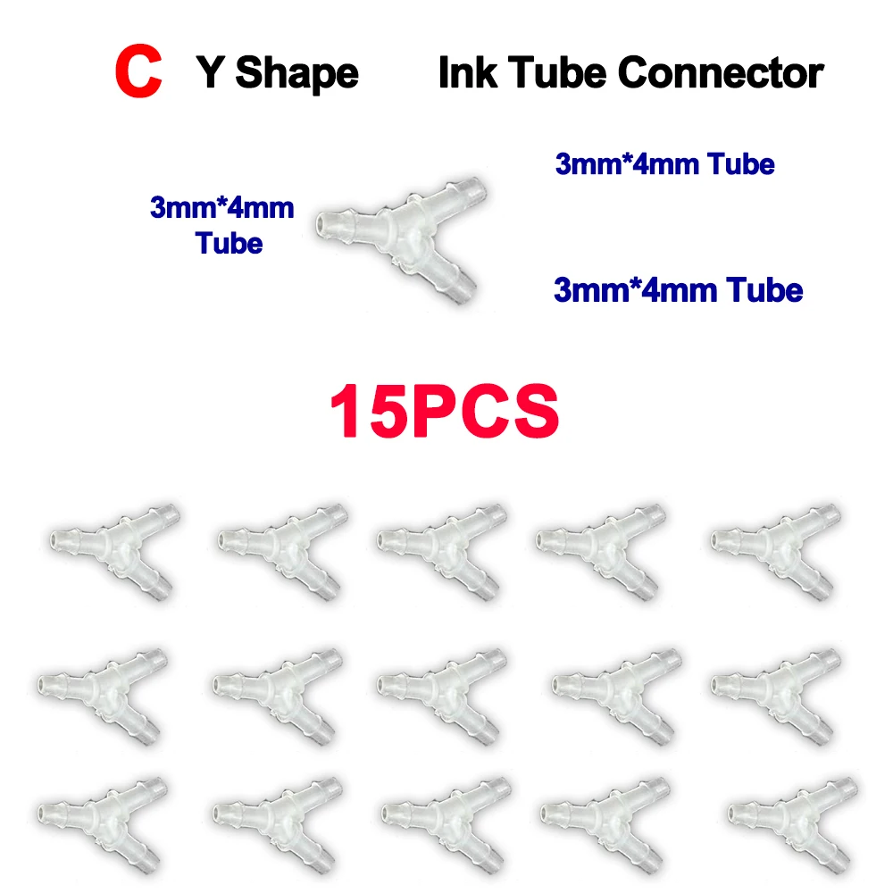 15 قطعة من موصل أنبوب الحبر المستقيم/شكل المذيبات البيئية للطابعة النافثة للحبر المسطحة DTF Ink CISS DIY