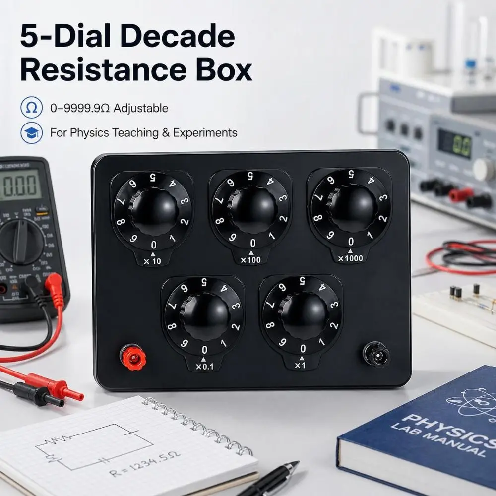 0-9999.9Ω Range Decade Resistor Box Wide Range 0.1Ω Step Rotary Adjustable Resistor Rotary Control Electrical Resistance Box