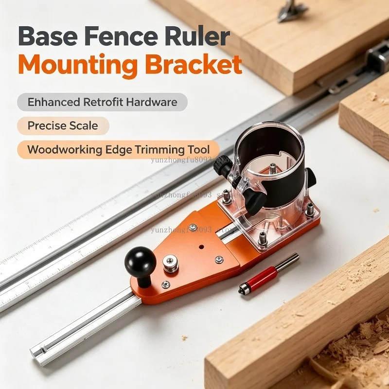 Ruler Mounting Bracket, Retrofit Hardware with Precise Scale for Woodworking Edge Trimming Tool and Router Guide System
