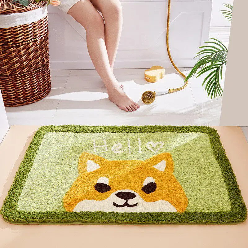 Cartoon bathroom imitation velvet absorbent floor mat, toilet non-slip mat, household door mat, quick-drying toilet floor mat