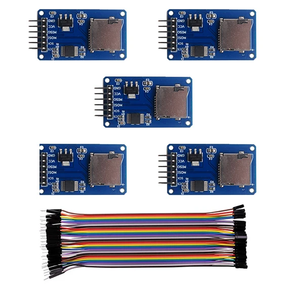 Módulo de tarjeta Micro SD lector de tarjetas TF Sensor escritor + Cable Dupont 40P macho a hembra para Arduino Mega2560 Nano ESP32