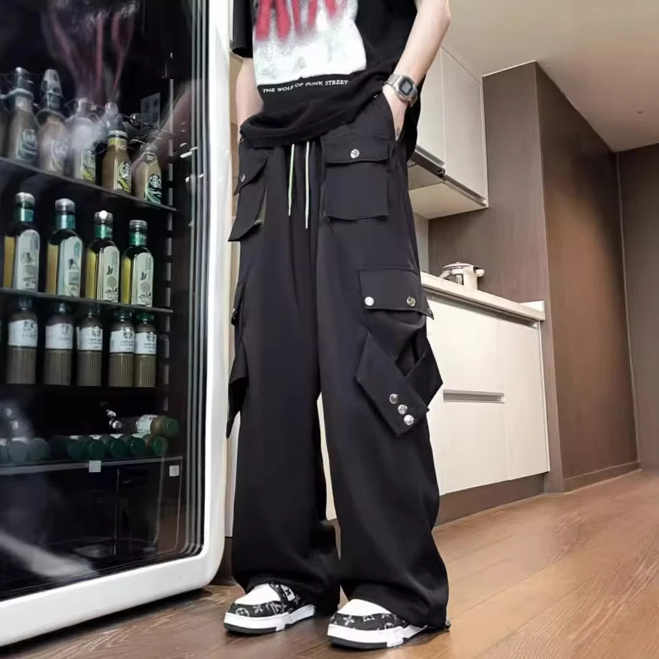 

American High Street Multi-pocket Overalls Autumn Casual Straight Men's And Women's Loose Casual Wide-leg Trousers