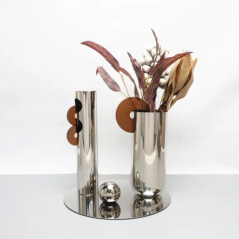 New Chinese Modern Metal Gold Geometric Flower Ornament Model Room Living Room Coffee Table Club Home Accessories