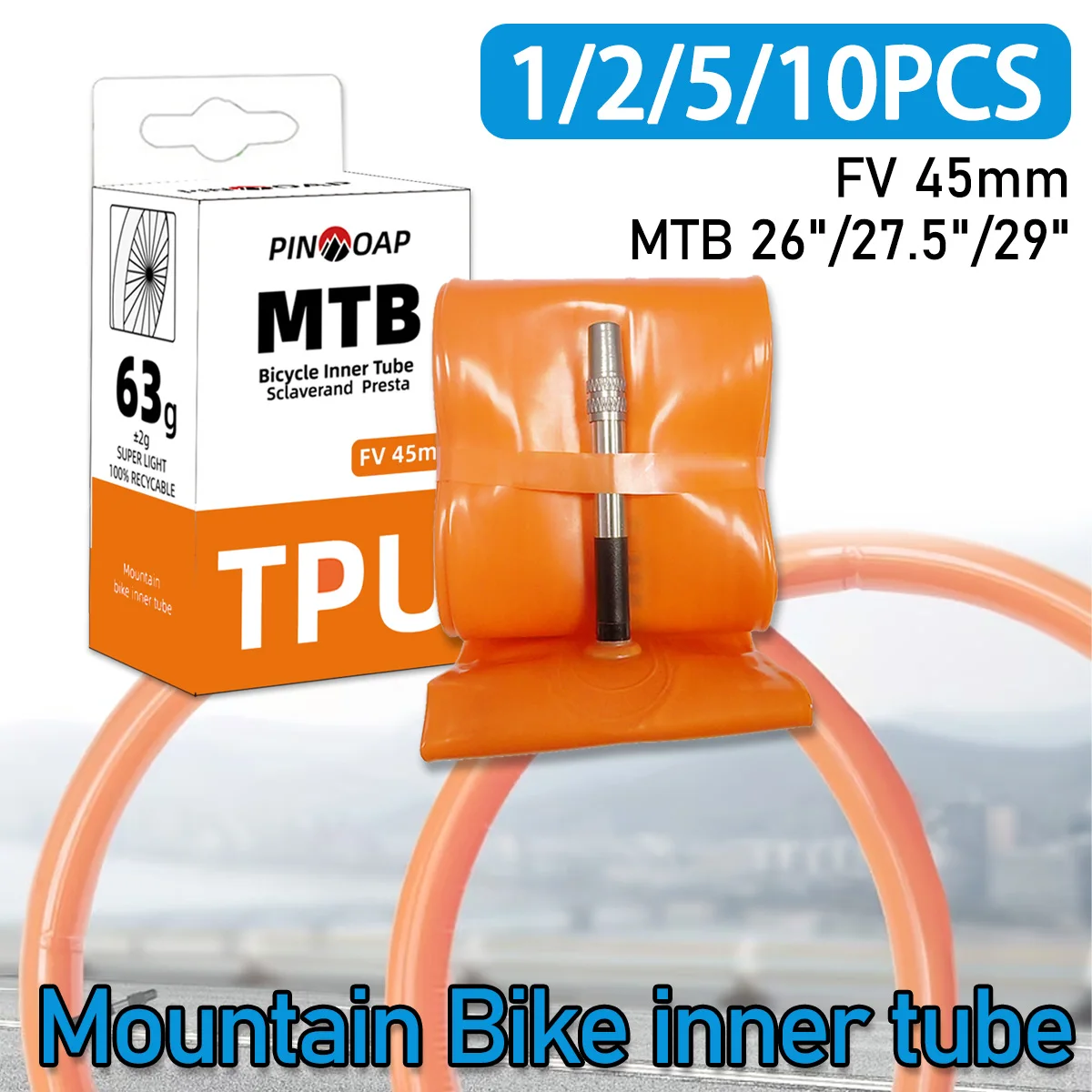 

1/2/5/10PCS Ultra Light TPU Bicycle Inner Tube, Mountain Bike Inner Tube FV45mm French Nozzle Inner Tube MTB 26 27.5 29 Inches