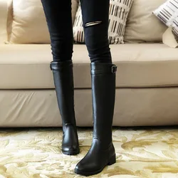 Winter Sexy Woman Motorcycle Booties Women Shoes Custom Boots Belt Strap Platform Women Boots High Heels Knee High Boots WSH5386