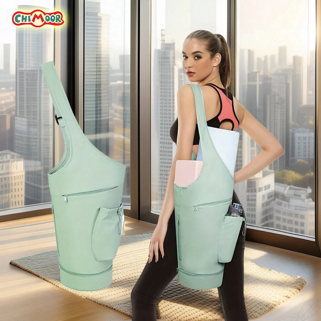 

Большая сумка для коврика для йоги с водонепроницаемым мокрым карманом, длинная сумка-держатель для коврика для йоги с карманом для бутылки с водой на шнурке