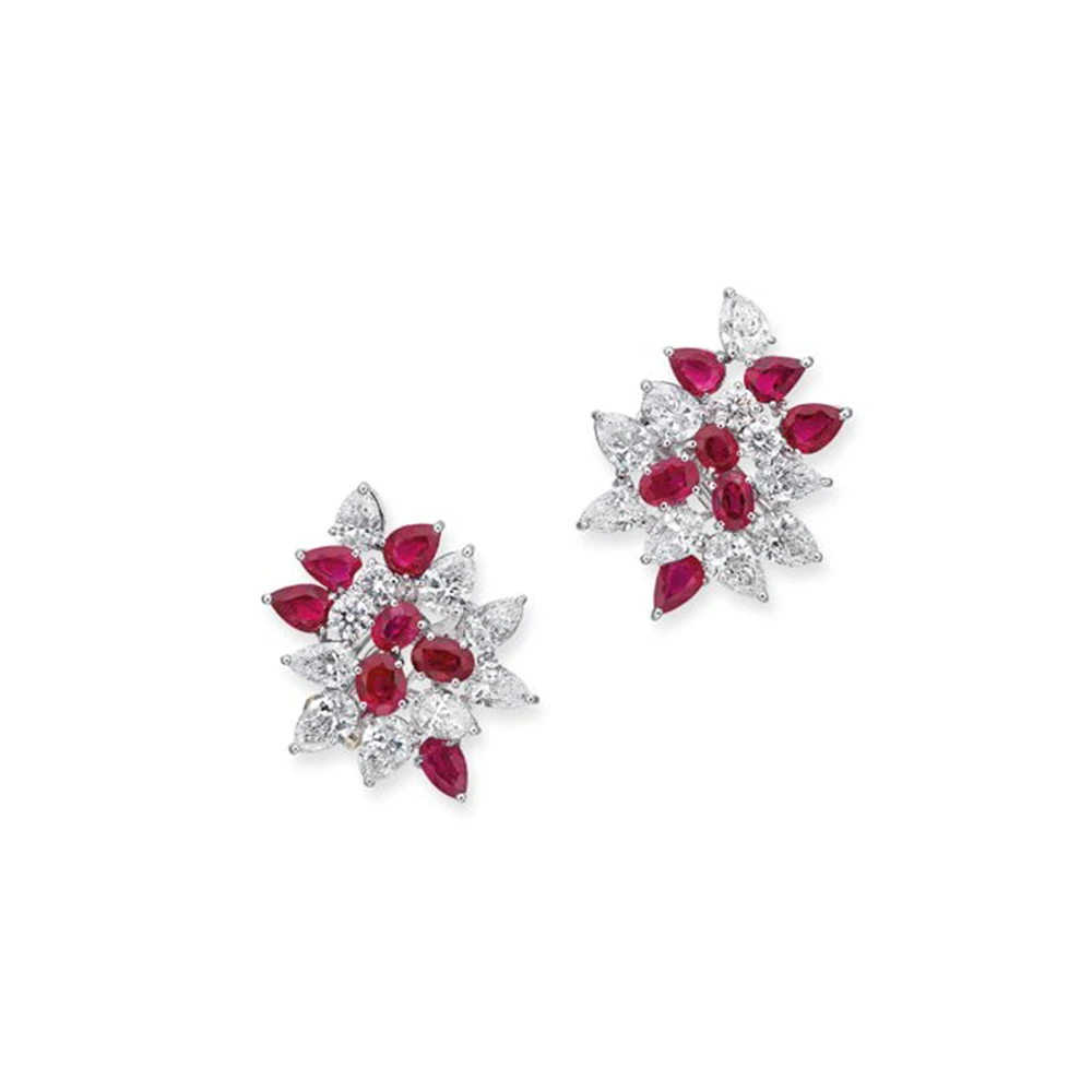 CAOSHI Charm Women's Stud Earrings with Bright White/Red Crystal Delicate Design Wedding Party Accessories  Trendy Jewelry Gift