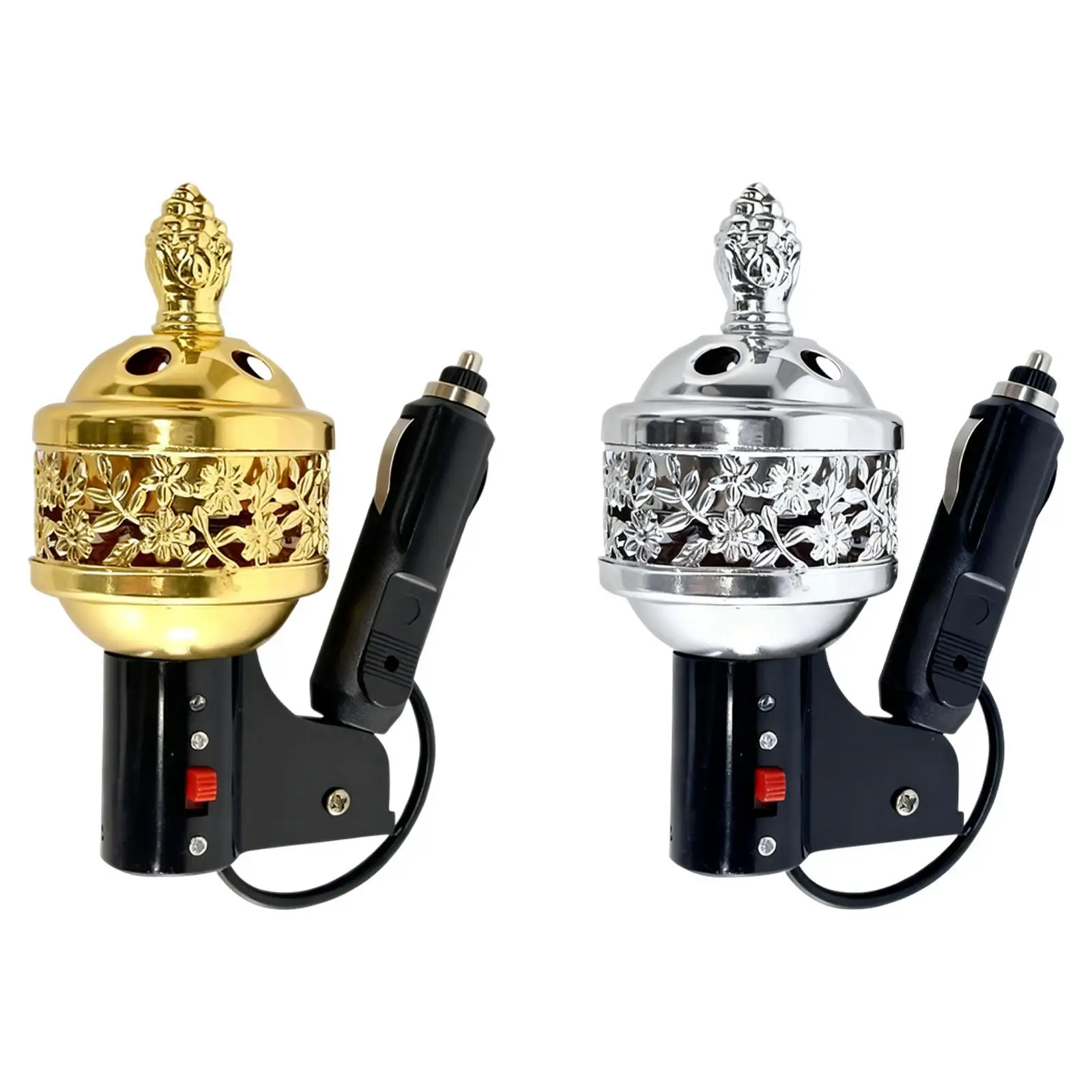 Vehicle Electric Incense Burner Decorative Iron Fragrance Diffuser Auto Aroma Cone Holder for Car Scent Enjoyment