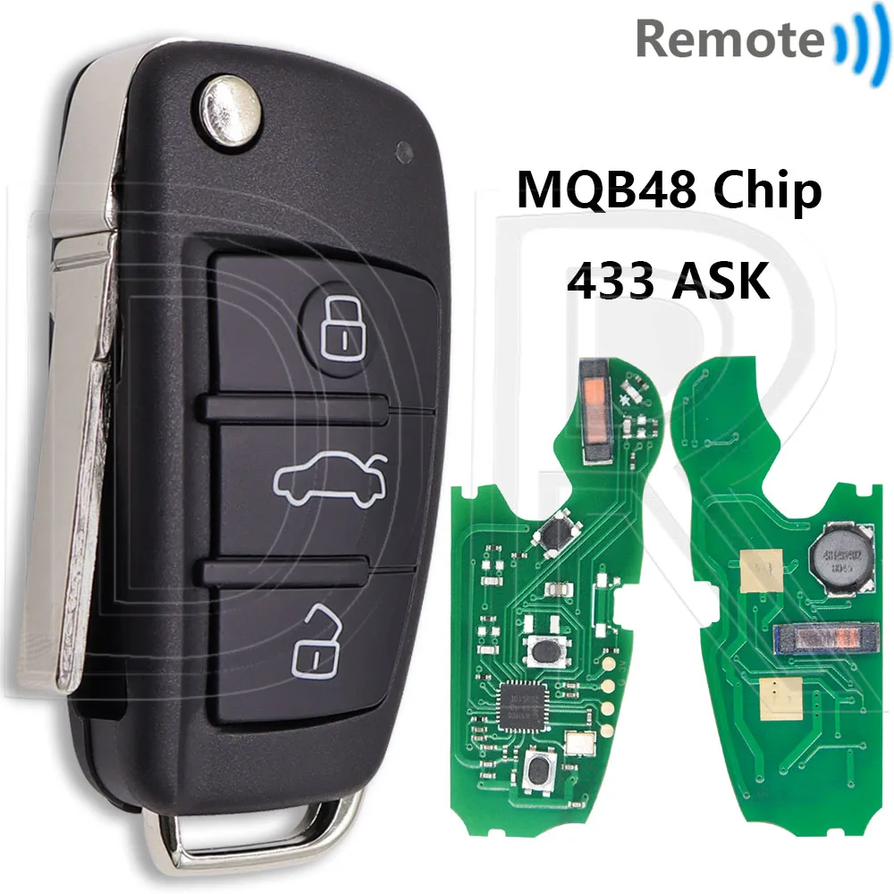 Geweldige MQB48-chip 433MHz 8V 0837220   Half Smart 8V 0837220 D Keyless Go Auto Afstandsbediening Smart Flip Key Voor Audi A3 S3 2012-2019