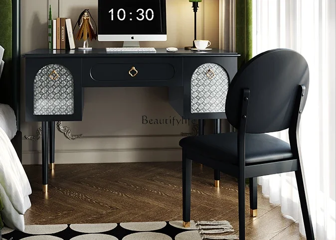 

American light luxury computer desk household small apartment new retro desk high-end black