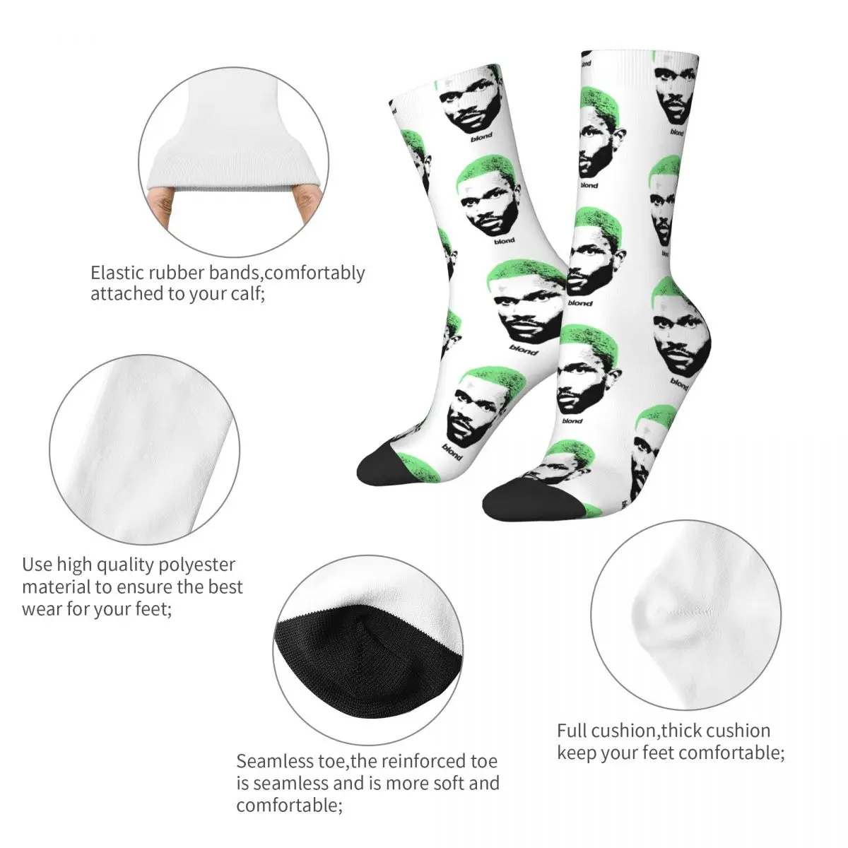 Harajuku Frank O-ocean Blond R&B Music Basketball Socks Polyester Middle Tube Socks for Women Men