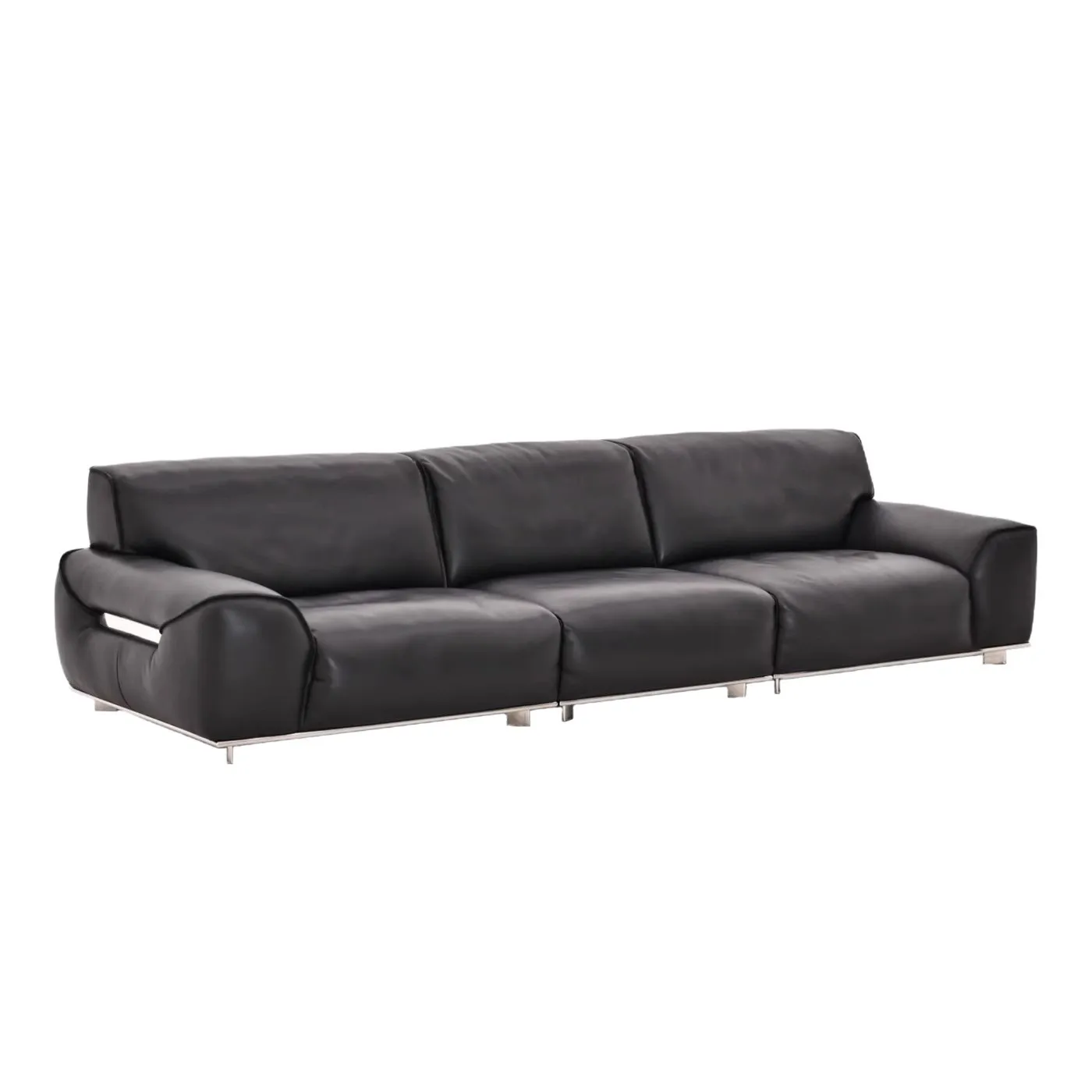 

Leather sofa big bison thickened full leather living room furniture straight row first layer cowhide classic black