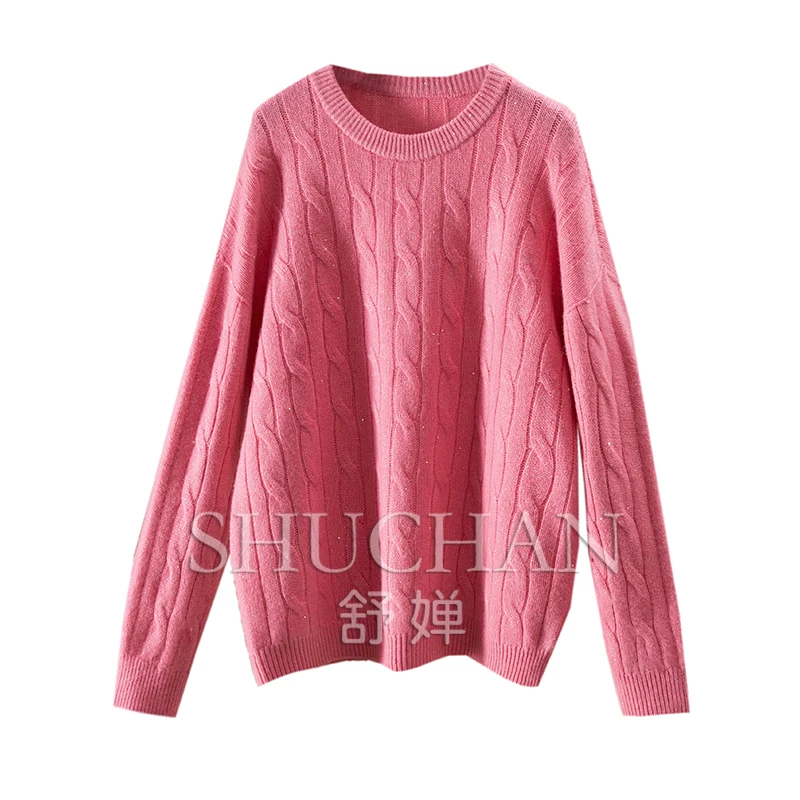 

Bright Colors in Autumn and Winter, Retro Round Neck 100 Wool Sweater Women Sueter Mujer Invierno 2024 Pull Femme