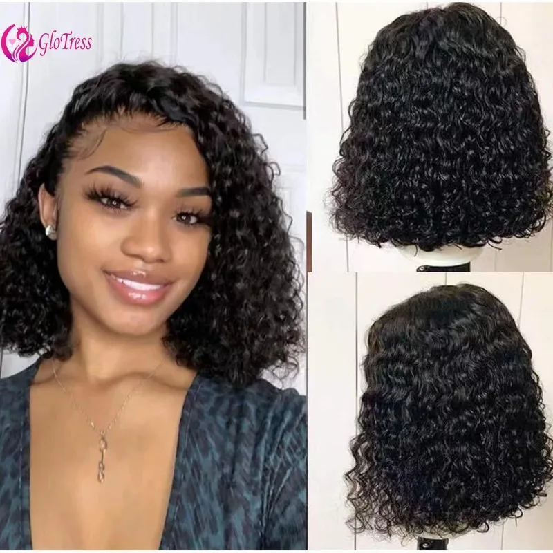 

Premium 4x4 Lace 180% DensityFrontal Water Bob WigsJerry 12A Brazilian Virgin Hair Pre-Plucked Baby Hair Natural Look