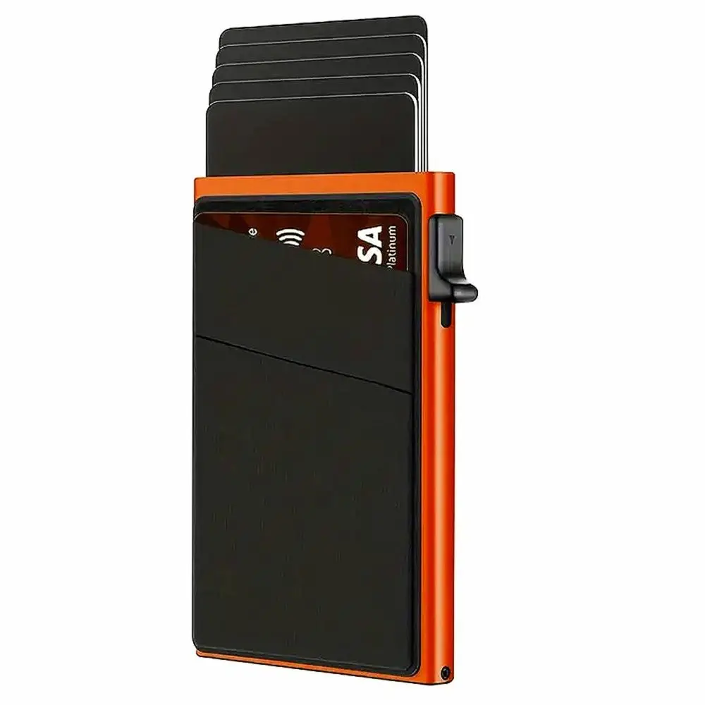 Automatic RFID Anti-Theft Card Holder Screw Reinforcement Metal Box Bottom Men's Card Box Aluminum Alloy Material