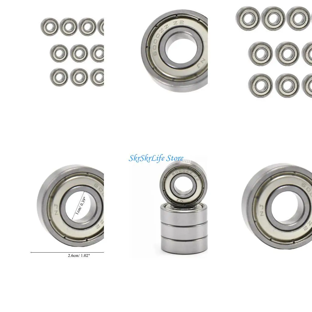 

E65E 6000ZZ Bearings 10PCS 10x26x8mm ABEC-1 6000 ZZ Deep-Groove Ball Bearings Steel
