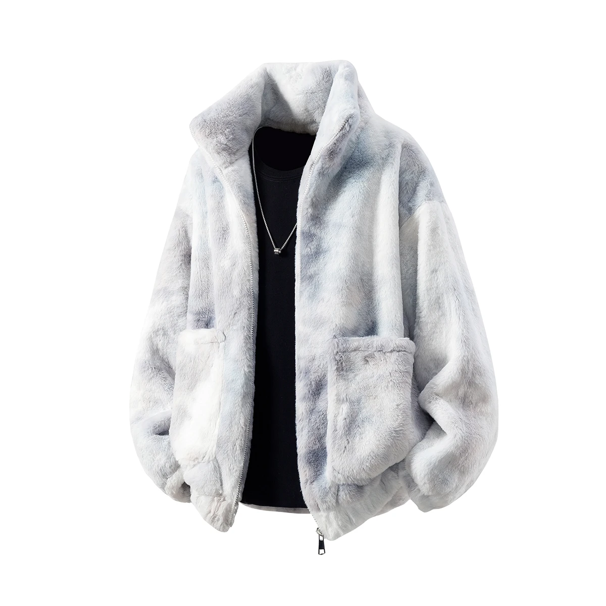Winter New Lamb Wool Jacket Men Korean Youth Velvet Outwear Man Thick Warm Tie-Dye Parkas Fashion Male Loose Cotton-Padded Coat