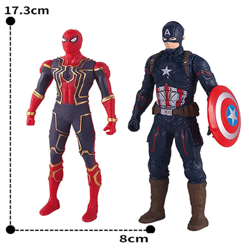 Marvel Avengers Doll Ornament Super Hero Cool Spider Man Iron Man Captain Marvel 17 cm bambola luminosa giocattolo modello regalo fatto a mano