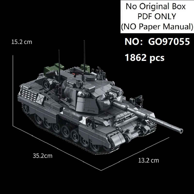 Big Sale 1862pcs Creative MOC Technology Leopard 1 Main Battle Tank Brick, City DIY High Difficulty Splicing Model Toy Birthday