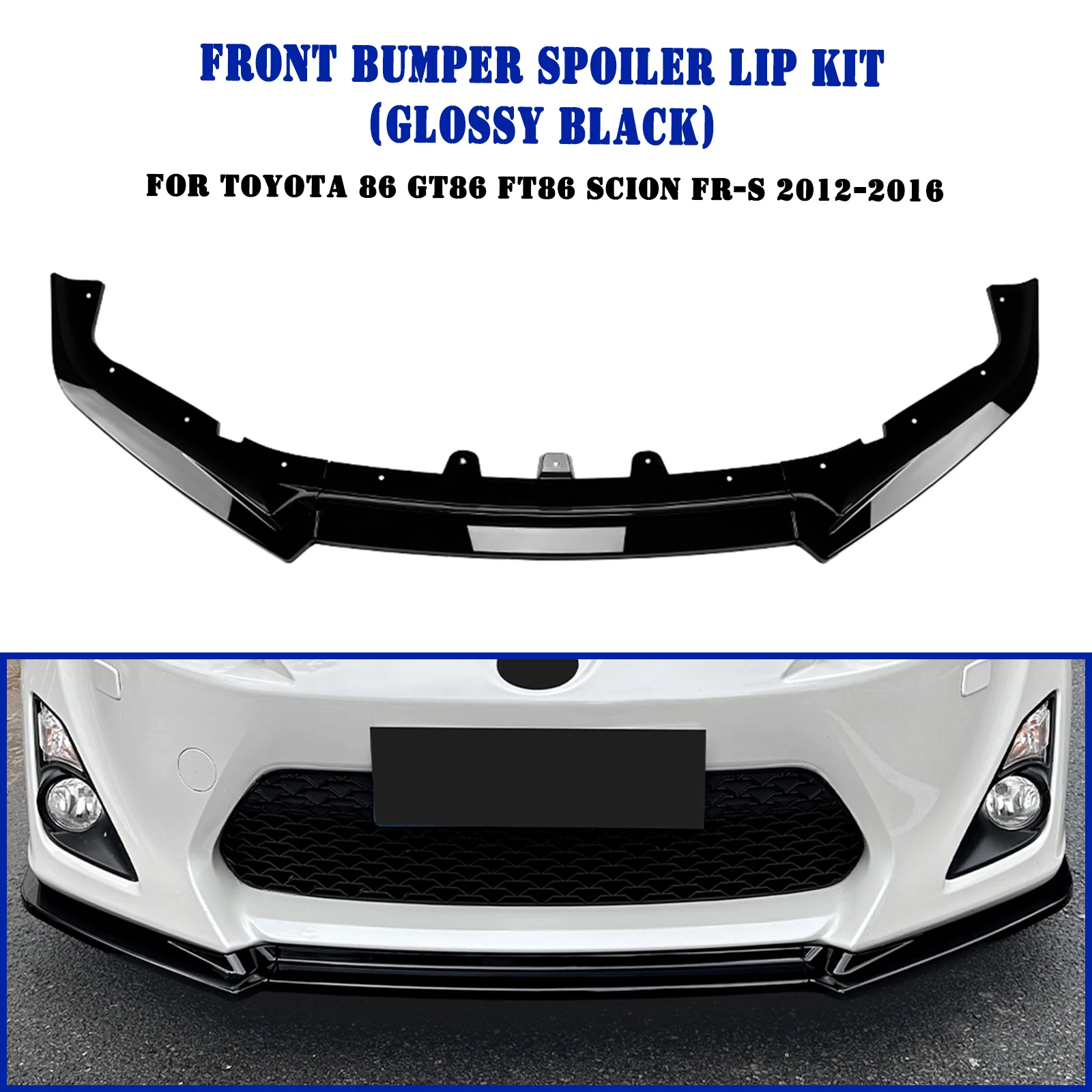 

Front Bumper Spoiler Lip For Toyota GT 86 GT86 FT86 Scion FR-S 2012-2016 Carbon Fiber Look/Gloss Black Lower Splitter Protector