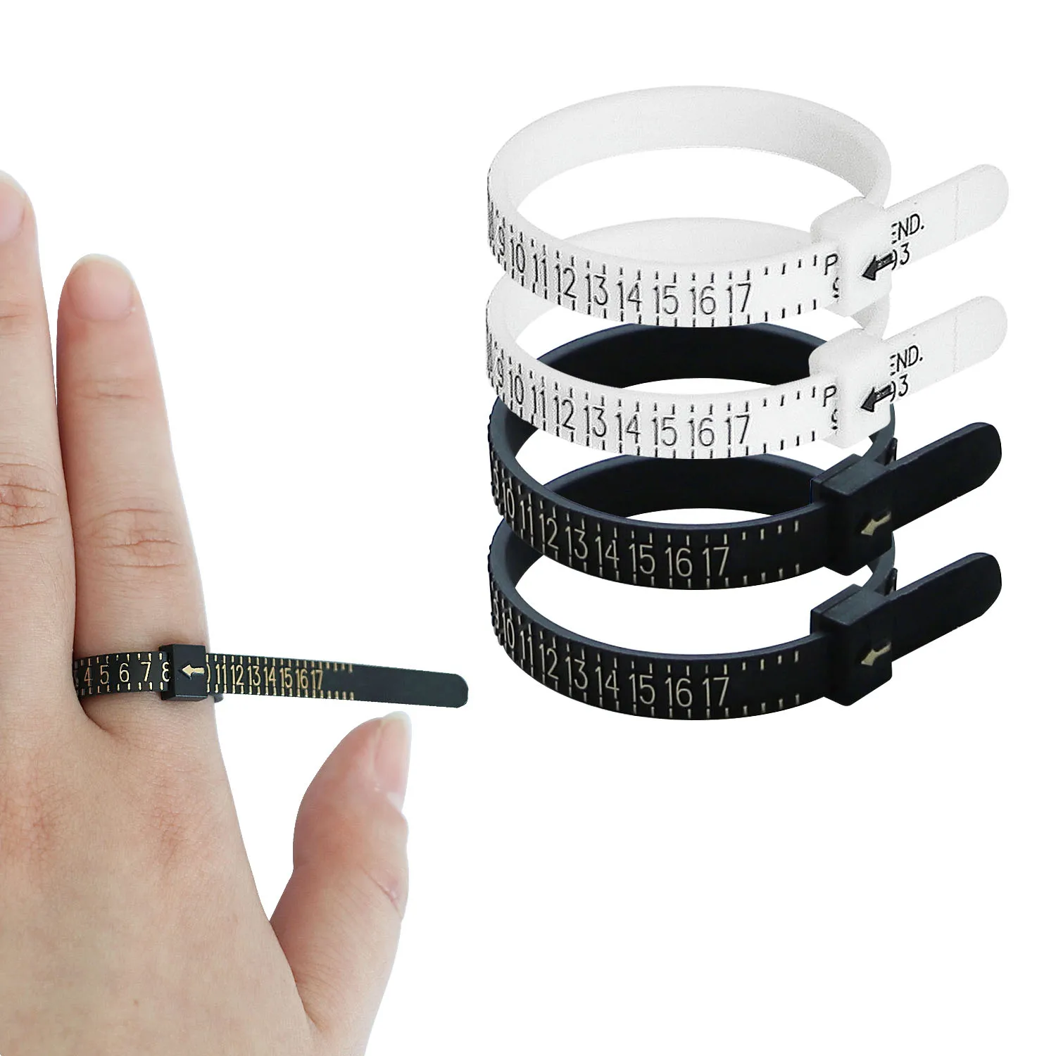 Plastic UK/US/EU/JP/HK Ring Sizer Measuring Set Reusable Finger Size Gauge Measure Tool Jewelry Sizing Tools