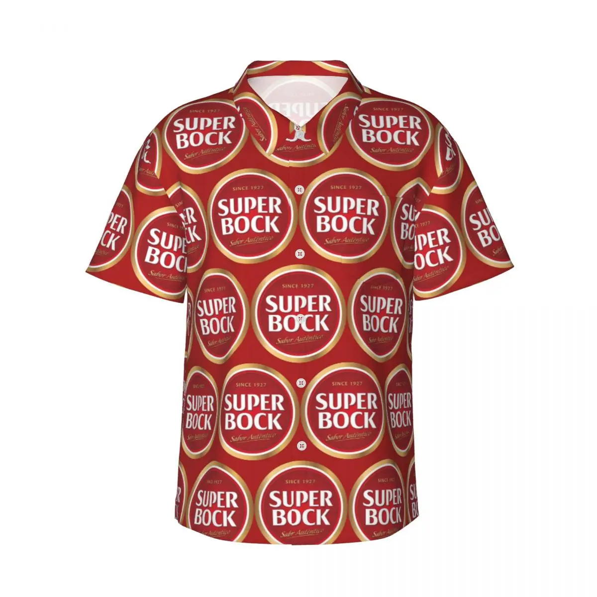 

Super Bock Men's Shirts Hawaiian Short Sleeve Shirt Funny Button Tops for Summer Beach