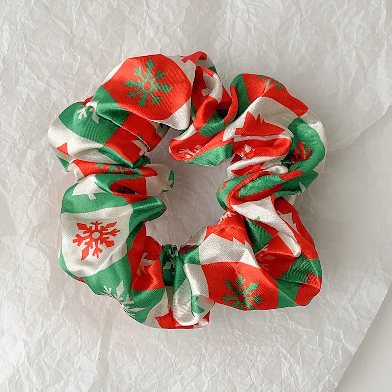 2024 New Christmas Hair Scrunches Set For Women Santa Claus Festival Hair Accessories Holiday Schrunchies Chouchou For Girls