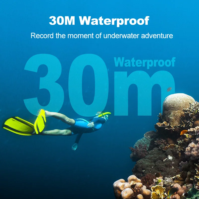 Q60AR impermeável dupla tela ação câmera, câmera de vídeo, 30m subaquática, 24MP, 170 ° grande angular, display Len, 4K, 30FPS