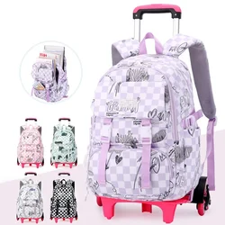 Mochila de carrinho infantil com rodas, Mochila escolar para meninas, Kids Travel Bagagem