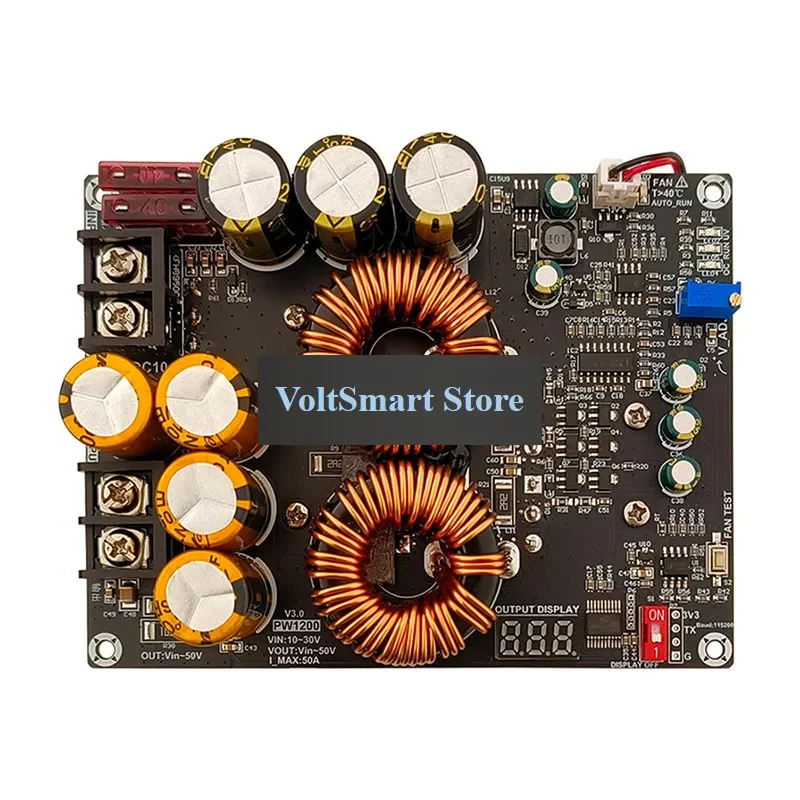 VoltS1200W 50A High Current Boost Power Supply Module Dual Inductors Full Power Low Ripple Power Supply For Audio Amplifier PW12