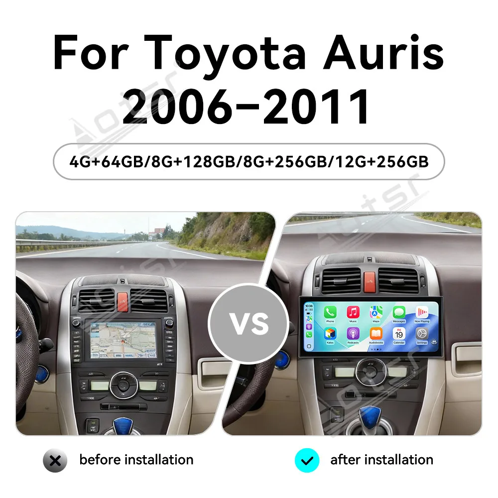 CarPlay 15.8’’ Android 15 For Toyota Auris 2006–2011 car accessories car gadgets Car GPS Navigation HD Screen Multimedia Player