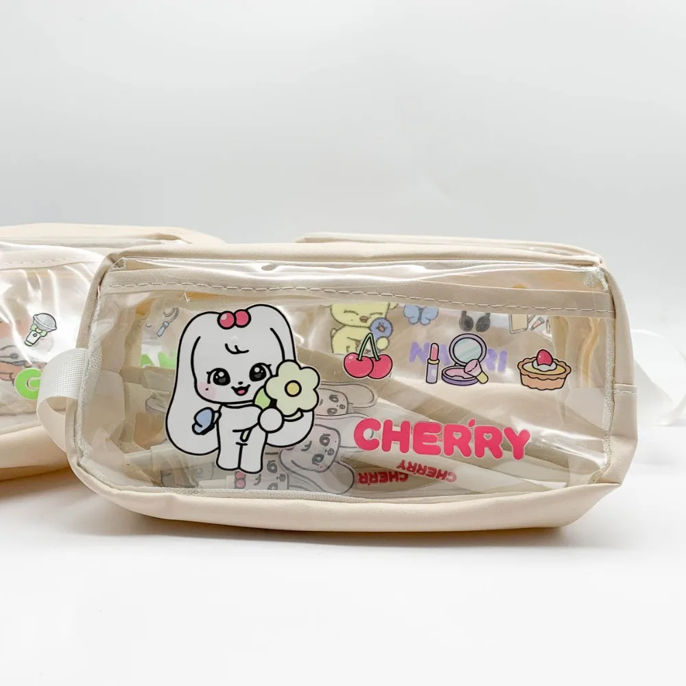 MINIVE Kawaii Yujin Gaeul Wonyoung LIZ Rei Leeseo Transparent Pencil Case Large Capacity Waterproof Cosmetic Bag Stationery